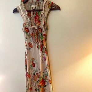 Plenty By Tracy Reese Floral 100% Silk Dress W/ Tie Top-- Size 4